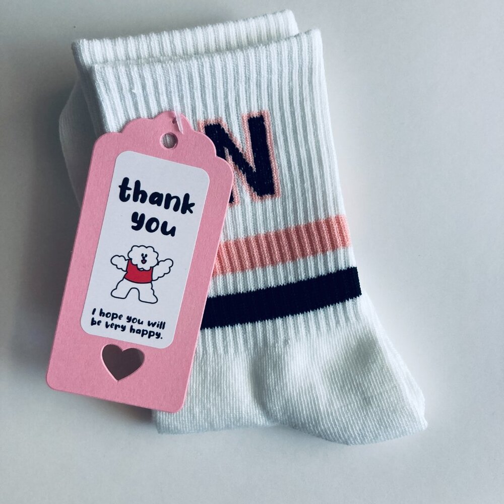 ๐ 5/$25 ๐ Striped Crew Socks with N - Picture 2 of 2